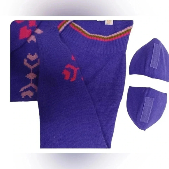 Izod Vintage Angora Wool Blend Purple V Neck Sweater  Size Medium - Picture 5 of 8